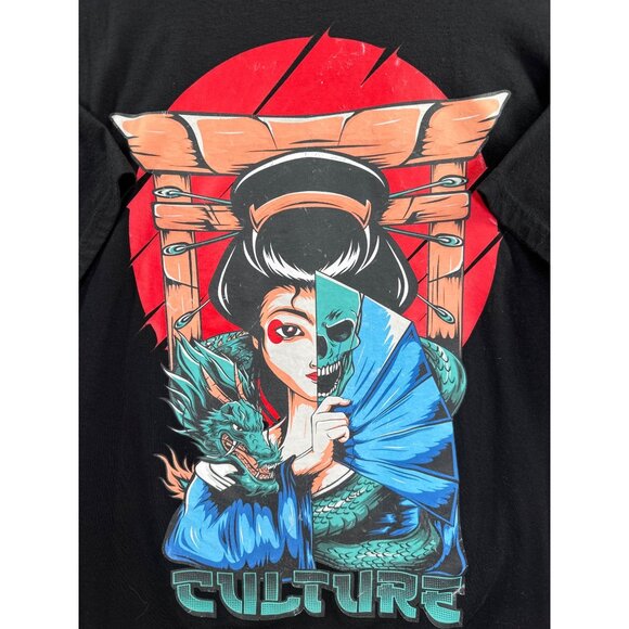 Culture Geisha Dragon Graphic Mens Tshirt 2XL Black RSTR Skull XXL - Picture 7 of 7